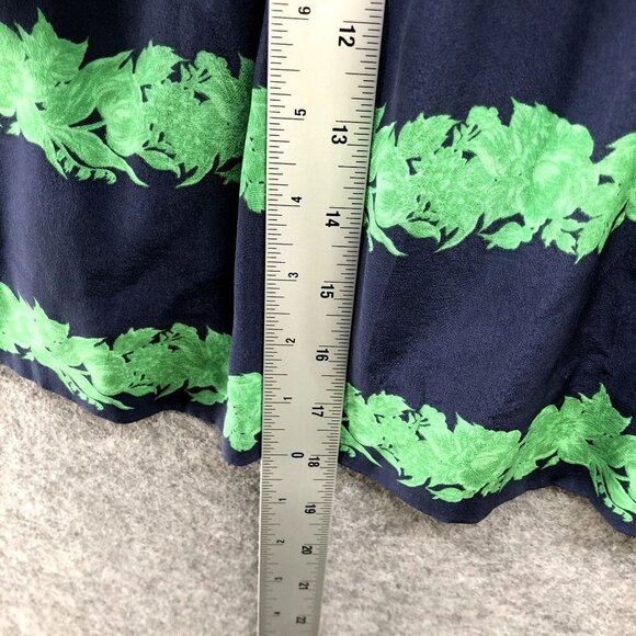 J. crew Silk Mini Skirt Size 2 Pleated Blue Green Stripe Floral - Picture 3 of 8